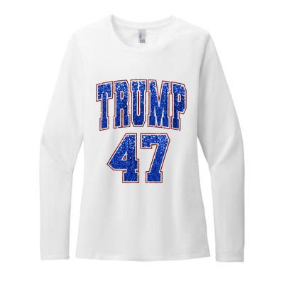 Faux Sequins Trump 2024 President Make America Trump Again Womens CVC Long Sleeve Shirt