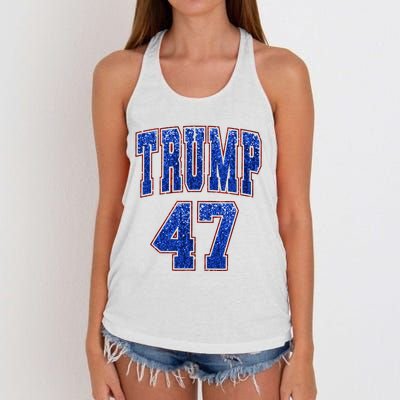 Faux Sequins Trump 2024 President Make America Trump Again Women's Knotted Racerback Tank