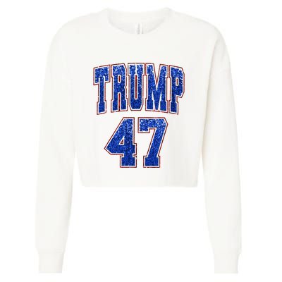 Faux Sequins Trump 2024 President Make America Trump Again Cropped Pullover Crew