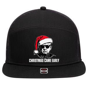 Funny Santa Trump Christmas Came Early 47th President Xmas 7 Panel Mesh Trucker Snapback Hat