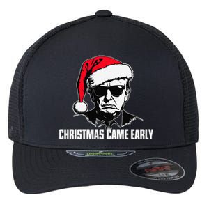 Funny Santa Trump Christmas Came Early 47th President Xmas Flexfit Unipanel Trucker Cap