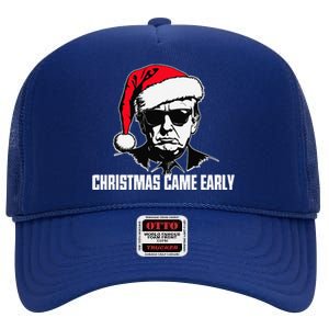 Funny Santa Trump Christmas Came Early 47th President Xmas High Crown Mesh Back Trucker Hat