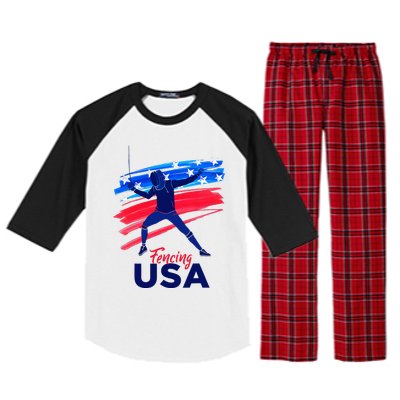 Fencing Support The Team Fencing Player Usa Flag Raglan Sleeve Pajama Set