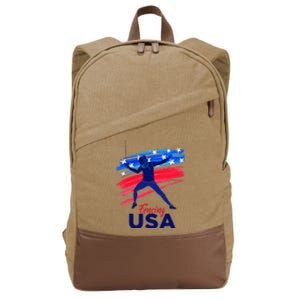 Fencing Support The Team Fencing Player Usa Flag Cotton Canvas Backpack