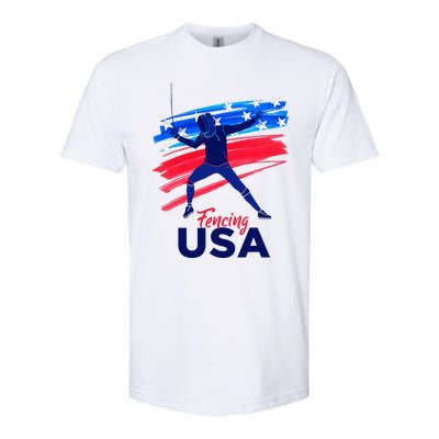 Fencing Support The Team Fencing Player Usa Flag Softstyle® CVC T-Shirt