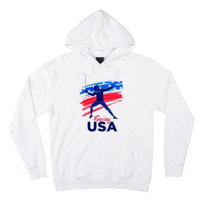 Fencing Support The Team Fencing Player Usa Flag Hoodie