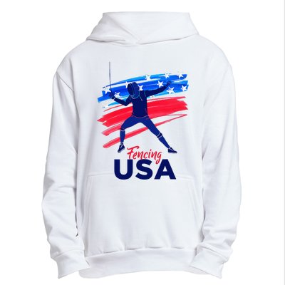 Fencing Support The Team Fencing Player Usa Flag Urban Pullover Hoodie