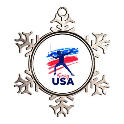 Fencing Support The Team Fencing Player Usa Flag Metallic Star Ornament