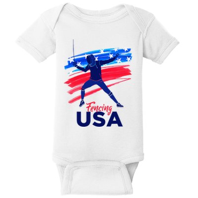 Fencing Support The Team Fencing Player Usa Flag Baby Bodysuit