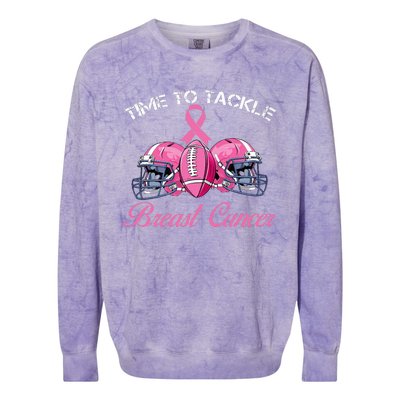 Football Survivor Time To Tackle Breast Cancer Awareness Colorblast Crewneck Sweatshirt