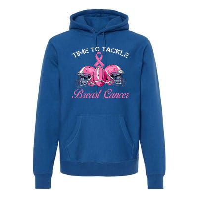 Football Survivor Time To Tackle Breast Cancer Awareness Premium Hoodie