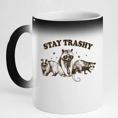 Funny Stay Trashy Raccoons Opossums Squad Team Trash 11oz Black Color Changing Mug