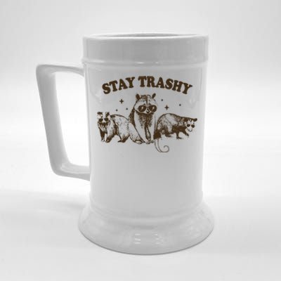 Funny Stay Trashy Raccoons Opossums Squad Team Trash Beer Stein