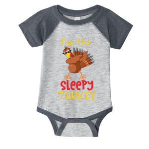 Funny Sleepy Turkey Matching Family Group Thanksgiving Party Infant Baby Jersey Bodysuit