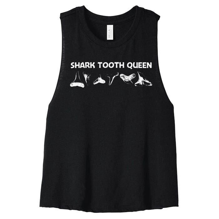 Funny Shark Teeth Design For Mom Animal Fossil Hunters Women's Racerback Cropped Tank