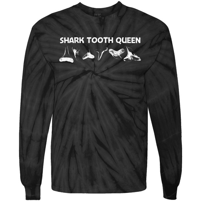 Funny Shark Teeth Design For Mom Animal Fossil Hunters Tie-Dye Long Sleeve Shirt