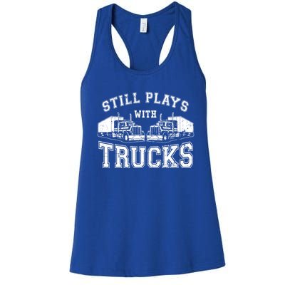 Funny Semi Truck Driver Rig Design Gift For Truckers Gift Women's Racerback Tank