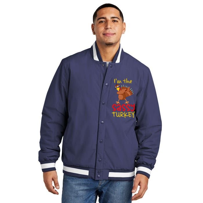 Funny Sassy Turkey Matching Family Group Thanksgiving Party Insulated Varsity Jacket