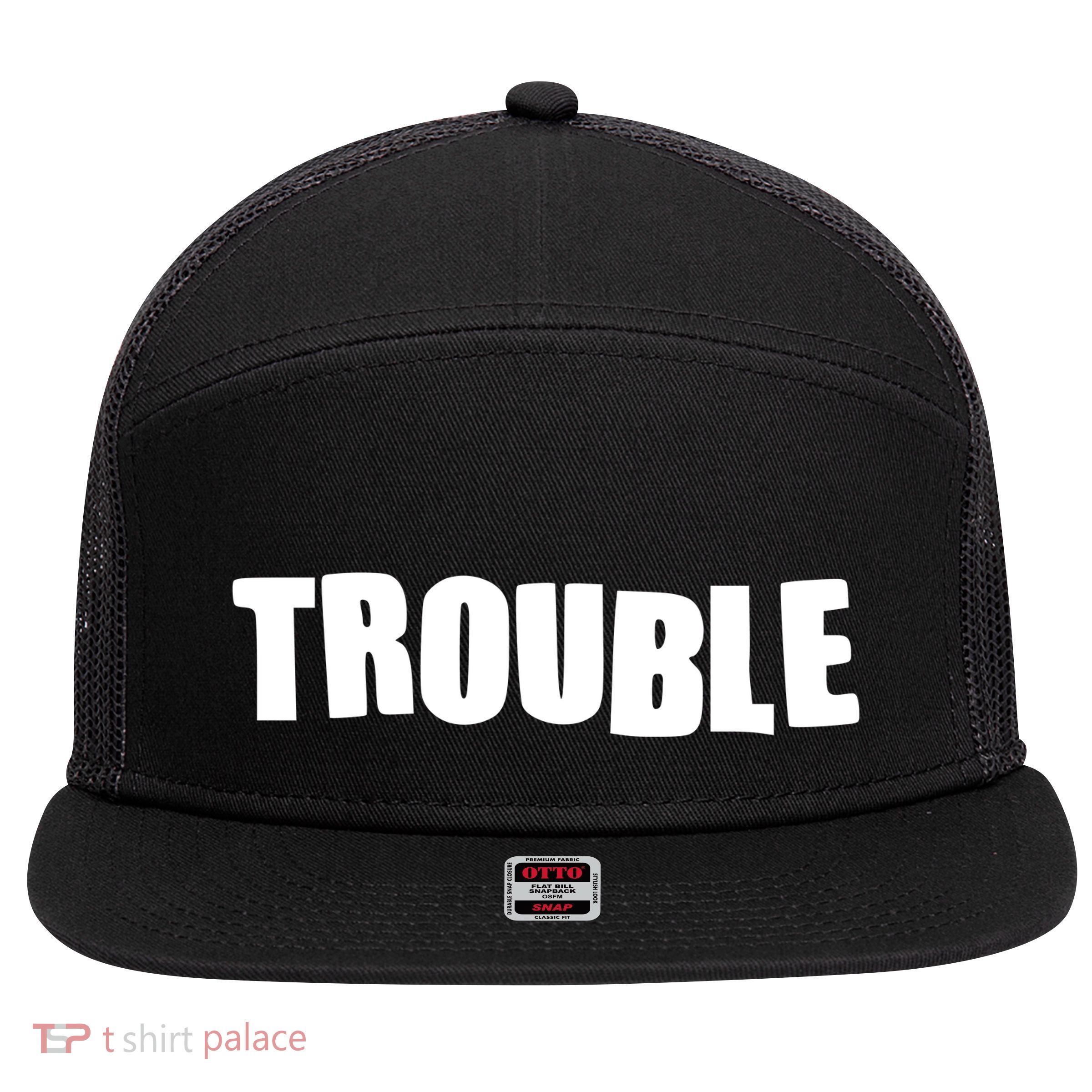 Funny Somebodys Trouble Matching Couple Family Shirts 7 Panel Mesh Trucker Snapback Hat