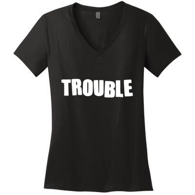 Funny Somebodys Trouble Matching Couple Family Shirts Women's V-Neck T-Shirt