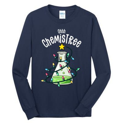 Funny Science Teacher Oh Chemistree Chemistry Christmas Tall Long Sleeve T-Shirt