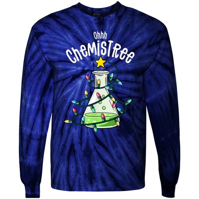 Funny Science Teacher Oh Chemistree Chemistry Christmas Tie-Dye Long Sleeve Shirt