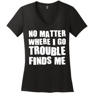 Funny Somebodys Trouble Matching Couple Family Shirts Women's V-Neck T-Shirt
