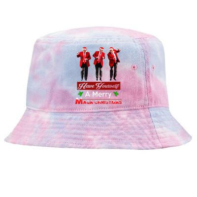 Funny Santa Trump Have Yourself A Merry Maga Christmas Xmas Tie-Dyed Bucket Hat