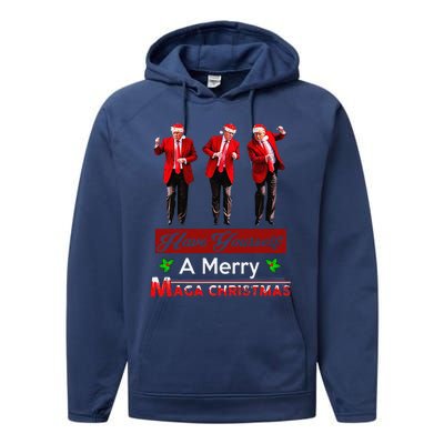 Funny Santa Trump Have Yourself A Merry Maga Christmas Xmas Performance Fleece Hoodie