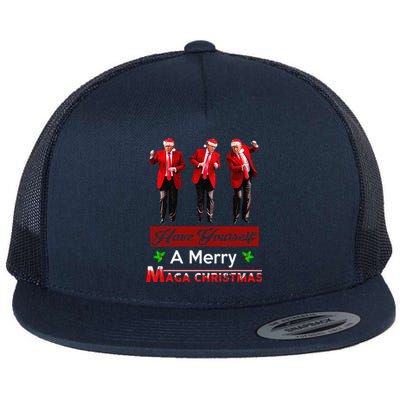 Funny Santa Trump Have Yourself A Merry Maga Christmas Xmas Flat Bill Trucker Hat