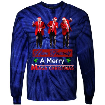 Funny Santa Trump Have Yourself A Merry Maga Christmas Xmas Tie-Dye Long Sleeve Shirt