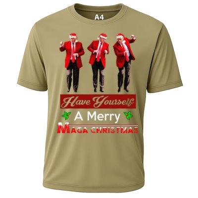 Funny Santa Trump Have Yourself A Merry Maga Christmas Xmas Cooling Performance Crew T-Shirt