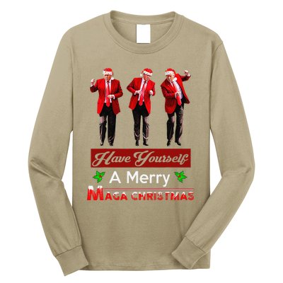 Funny Santa Trump Have Yourself A Merry Maga Christmas Xmas Long Sleeve Shirt