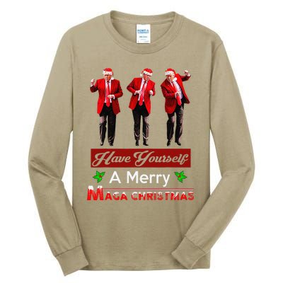 Funny Santa Trump Have Yourself A Merry Maga Christmas Xmas Tall Long Sleeve T-Shirt