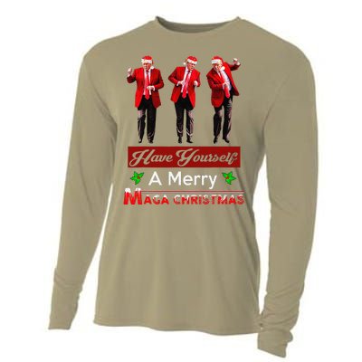 Funny Santa Trump Have Yourself A Merry Maga Christmas Xmas Cooling Performance Long Sleeve Crew