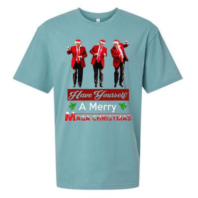 Funny Santa Trump Have Yourself A Merry Maga Christmas Xmas Sueded Cloud Jersey T-Shirt