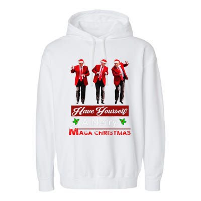 Funny Santa Trump Have Yourself A Merry Maga Christmas Xmas Garment-Dyed Fleece Hoodie