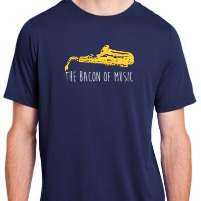 Funny Saxophone The Bacon Of Music Marching Band Sax Player Adult ChromaSoft Performance T-Shirt