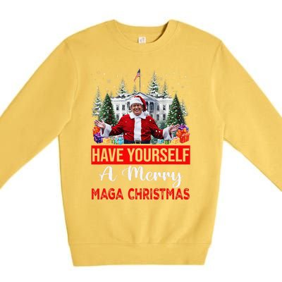 Funny Santa Trump Have Yourself A Merry Maga Christmas Xmas Premium Crewneck Sweatshirt