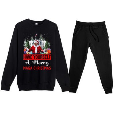 Funny Santa Trump Have Yourself A Merry Maga Christmas Xmas Premium Crewneck Sweatsuit Set