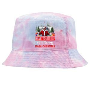 Funny Santa Trump Have Yourself A Merry Maga Christmas Xmas Tie-Dyed Bucket Hat