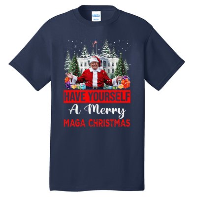 Funny Santa Trump Have Yourself A Merry Maga Christmas Xmas Tall T-Shirt