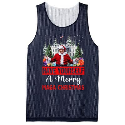 Funny Santa Trump Have Yourself A Merry Maga Christmas Xmas Mesh Reversible Basketball Jersey Tank