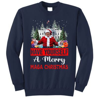 Funny Santa Trump Have Yourself A Merry Maga Christmas Xmas Tall Sweatshirt