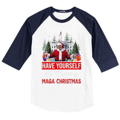 Funny Santa Trump Have Yourself A Merry Maga Christmas Xmas Baseball Sleeve Shirt