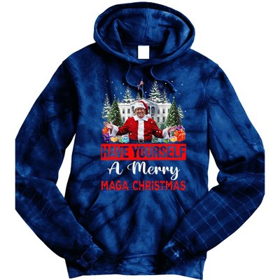 Funny Santa Trump Have Yourself A Merry Maga Christmas Xmas Tie Dye Hoodie