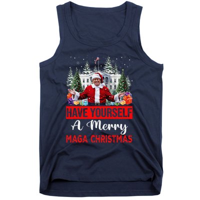 Funny Santa Trump Have Yourself A Merry Maga Christmas Xmas Tank Top