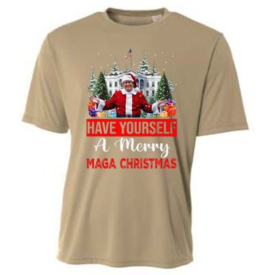 Funny Santa Trump Have Yourself A Merry Maga Christmas Xmas Cooling Performance Crew T-Shirt