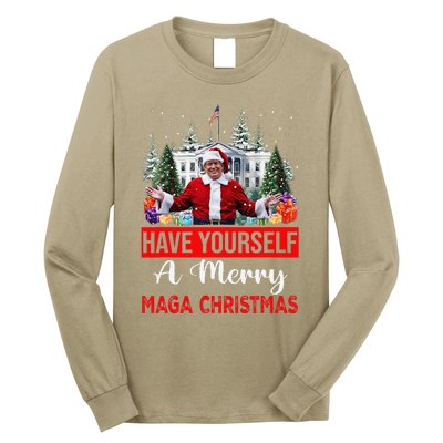 Funny Santa Trump Have Yourself A Merry Maga Christmas Xmas Long Sleeve Shirt