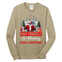 Funny Santa Trump Have Yourself A Merry Maga Christmas Xmas Tall Long Sleeve T-Shirt